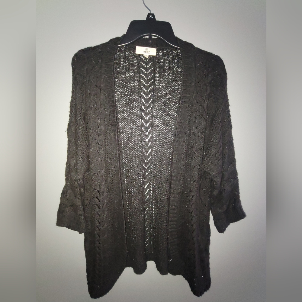 Black Woven Cardigan